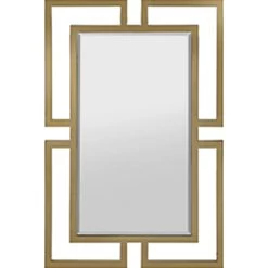 Contemporary Die Cut Gold Metal Framed Wall Mirror, 24x36