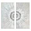 Crosby St 2-Piece Textured Silver Starburst Canvas Wall Art, 24x48