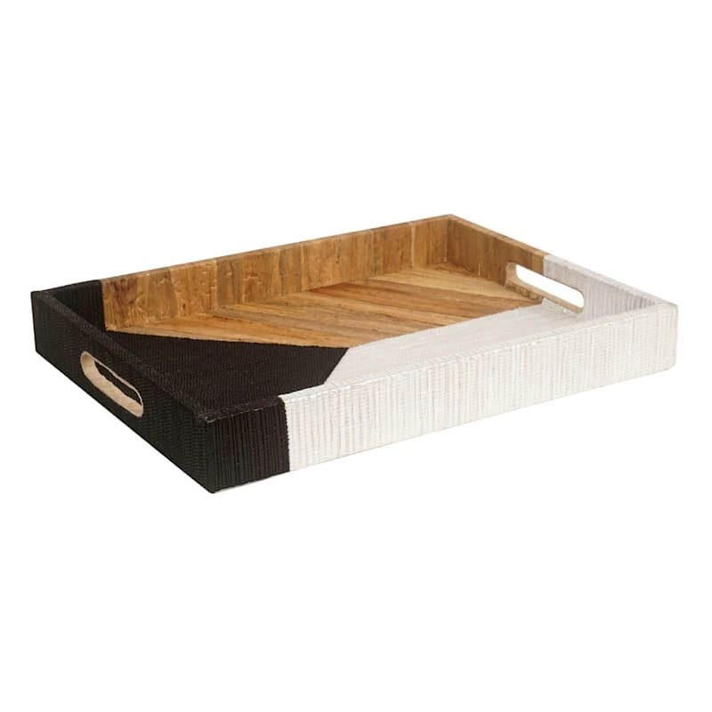 Crosby St Black Fabric & Wood Tray, 12x16 3 Crosby St Black Fabric & Wood Tray, 12x16