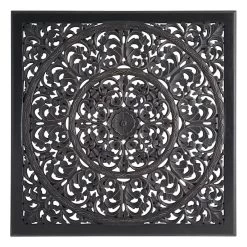 Crosby St Black Faux Wood Carved Wall Art, 36"