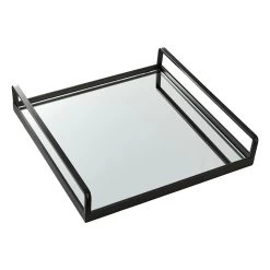 Crosby St Black Metal Mirrored Decorative Tray, 13"