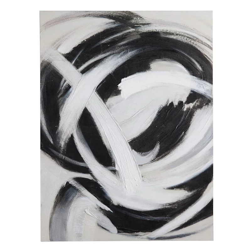 Crosby St Black & White Abstract Hand Canvas Wall Art, 35x48 3 Crosby St Black & White Abstract Hand Canvas Wall Art, 35x48
