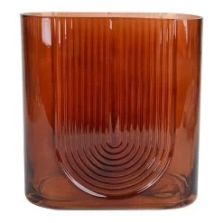 Crosby St Red Ribbed Glass Vase, 7"