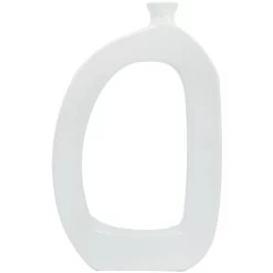 Crosby St Riley White Open Ceramic Vase, 12"