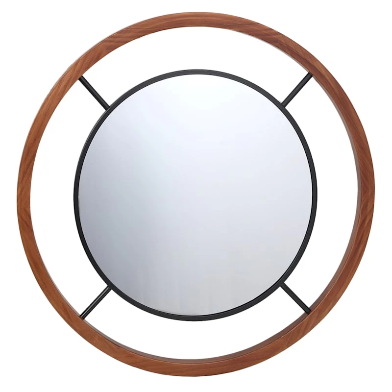 Crosby St Wooden Wall Mirror, 30" 3 Crosby St Wooden Wall Mirror, 30"