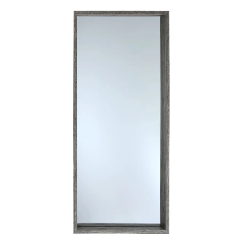 Dark Grey Wood Deep Frame Leaner Mirror, 24x58 3 Dark Grey Wood Deep Frame Leaner Mirror, 24x58