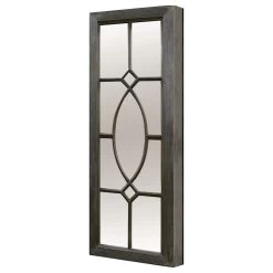 Distressed Black Framed Panel Wall Mirror, 17x43