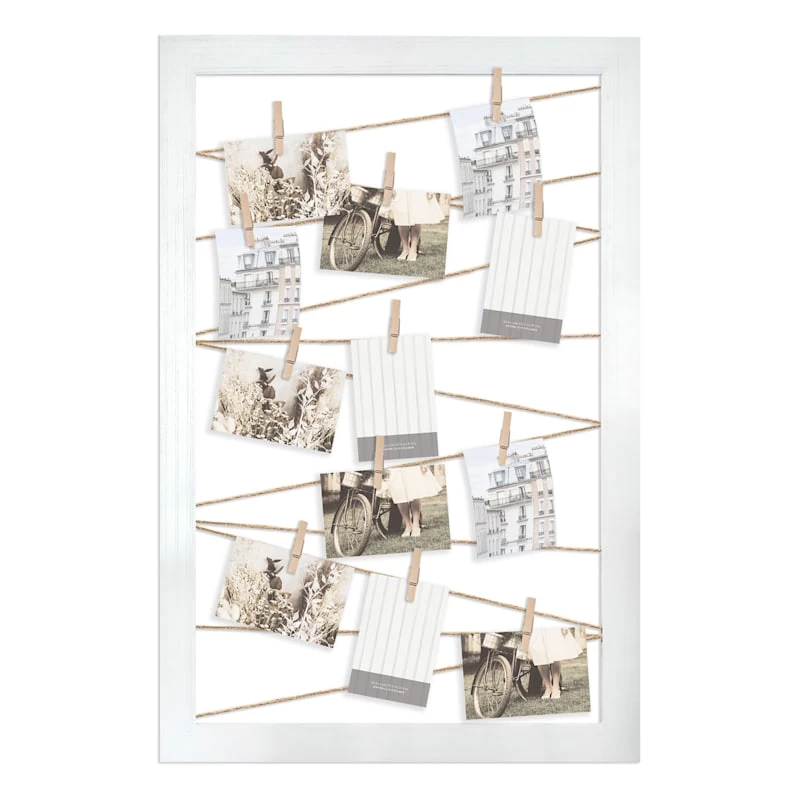 Distressed White Clip Collage Wall Frame, 27x39 3 Distressed White Clip Collage Wall Frame, 27x39