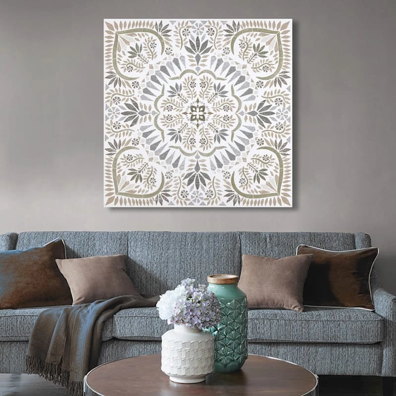 Embossed Metallic Medallion Canvas Wall Art, 39" 4 Embossed Metallic Medallion Canvas Wall Art, 39" - Image 2