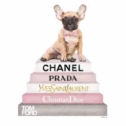 Fashion Puppy Bookstack Canvas Wall Art, 12x16