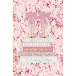 Floral Heel Bookstack Foiled Canvas Wall Art, 12x16