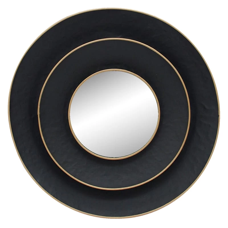Found & Fable Black Framed Round Wall Mirror, 27" 3 Found & Fable Black Framed Round Wall Mirror, 27"