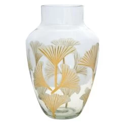 Found & Fable Etched Gingko Leaf Glass Vase, 4.5"