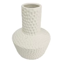 Found & Fable White Hammered Ceramic Vase, 8"