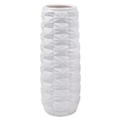 Found & Fable White Origami Design Ceramic Vase, 10.5"