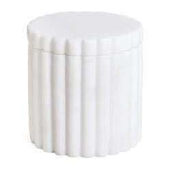Found & Fable White Ribbed Marble Box