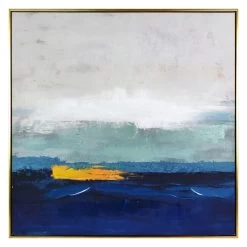 Framed Blue Abstract Canvas Wall Art, 35"