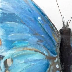 Framed Blue Butterfly Textured Canvas Wall Art, 24x36 -Home Decor Shop framed blue butterfly textured canvas wall art 24x36 3