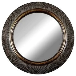 Framed Bronze Woven Embossed Wall Mirror, 16"