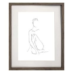 Framed Figurative Nude Contour Wall Art, 17x21
