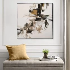 Framed Foil Abstract Canvas Wall Art, 36" -Home Decor Shop framed foil abstract canvas wall art 36 1