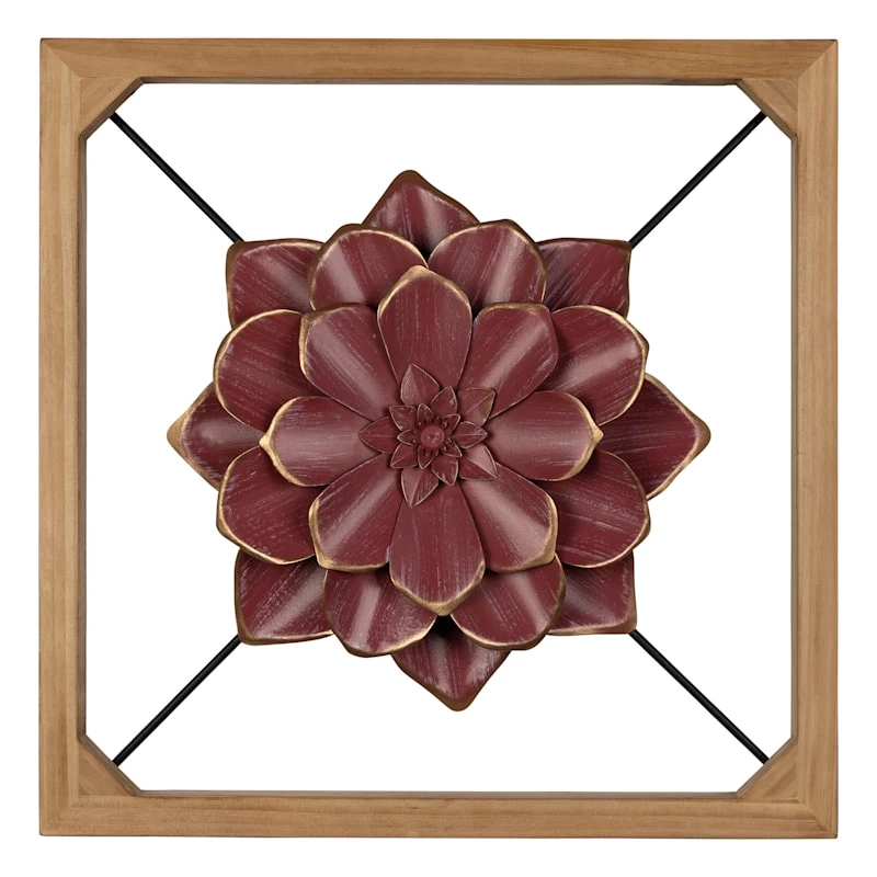 Framed Metal Flower Wall Decor, 16" 3 Framed Metal Flower Wall Decor, 16"