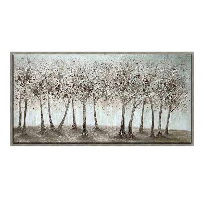 Framed Silver Trees Enhanced Canvas Wall Art, 28x56 3 Framed Silver Trees Enhanced Canvas Wall Art, 28x56