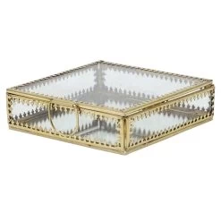 Glass Box Decor With Gold Heirloom Rim, 5"