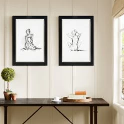 Glass Framed Figure Sketch Wall Art, 23x33 -Home Decor Shop glass framed figure sketch wall art 23x33 2
