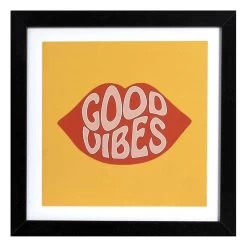 Glass Framed Good Vibes Print Wall Art, 12"