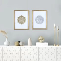 Glass Framed Metallic Mandala Wall Art, 11x14 5 Glass Framed Metallic Mandala Wall Art, 11x14 -Home Decor Shop glass framed metallic mandala wall art 11x14 2