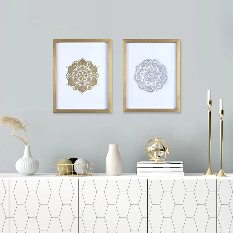 Glass Framed Metallic Mandala Wall Art, 11x14 4 Glass Framed Metallic Mandala Wall Art, 11x14 - Image 2