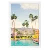 Glass Framed Pool With Palm Trees Framed Print Canvas Wall Art, 16x24 -Home Decor Shop glass framed pool with palm trees framed print canvas wall art 16x24 1