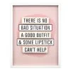Glass Framed There Is No Bad Situation A Good Outfit & Some Lipstick Can't Help Wall Art, 12x16 -Home Decor Shop glass framed there is no bad situation a good outfit some lipstick cant help wall art 12x16 1