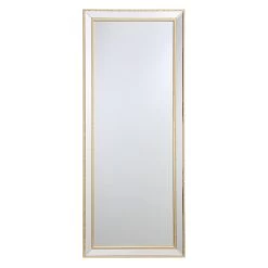 Gold Bamboo Wood Trimmed Beveled Wall Mirror, 24x58