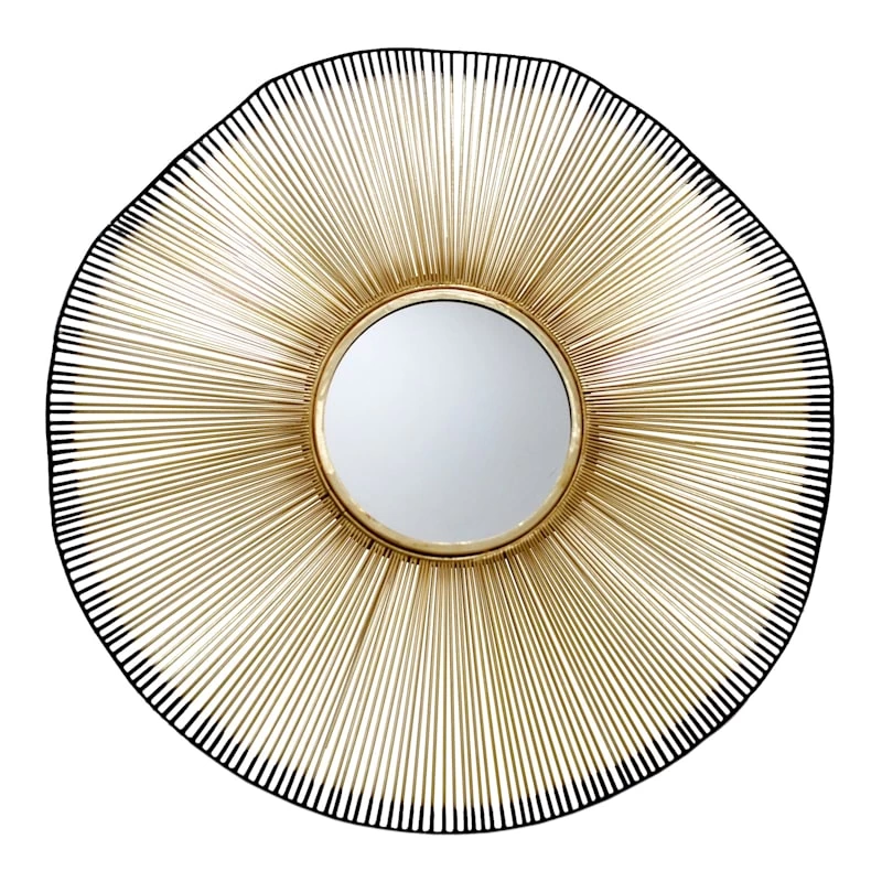 Gold & Black Wave Wall Mirror, 30" 3 Gold & Black Wave Wall Mirror, 30"