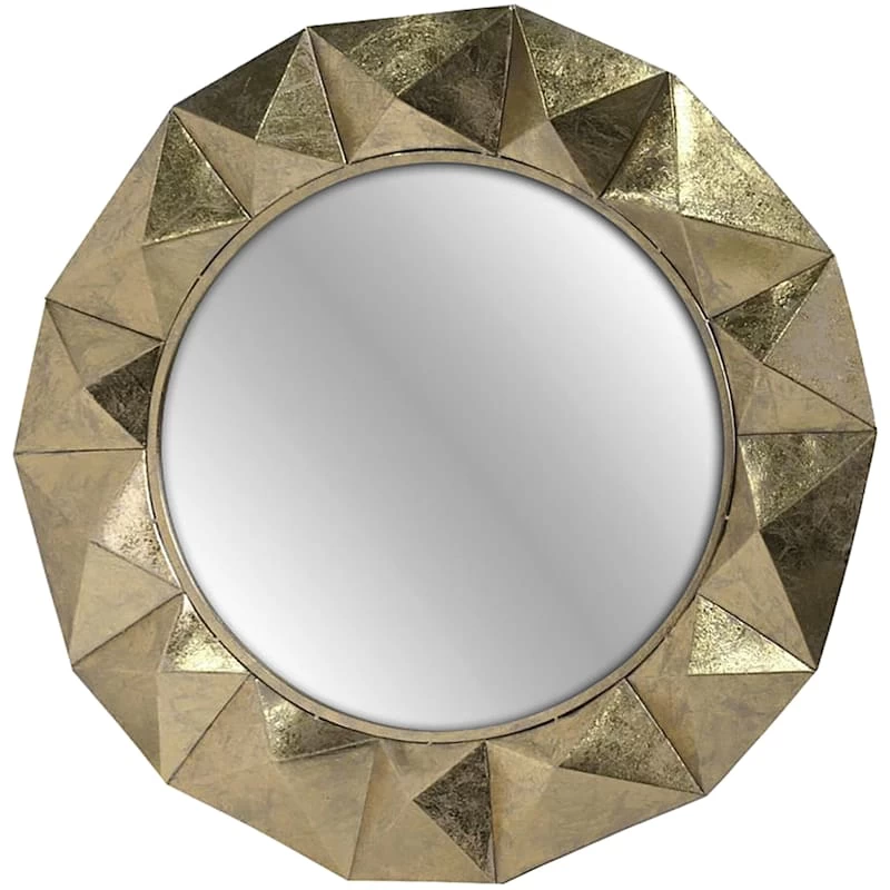 Gold Geometric Round Wall Mirror, 36" 3 Gold Geometric Round Wall Mirror, 36"