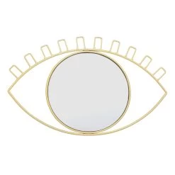 Gold Metal Eye Shaped Wall Mirror, 16x9.5