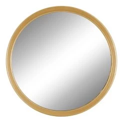 Gold Metal Finish Framed Round Wall Mirror, 14"