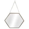 Gold Metal Hexagon Shaped Hanging Wall Mirror, 16" -Home Decor Shop gold metal hexagon shaped hanging wall mirror 16