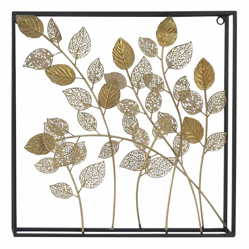 Gold Metal Leaves Wall Art, 16" 3 Gold Metal Leaves Wall Art, 16"