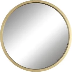 Gold Metal Round Wall Mirror, 30"