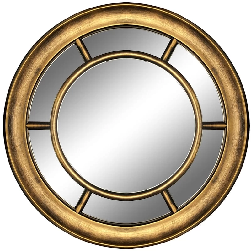 Gold Tabbed Brushed Wall Mirror, 16" 3 Gold Tabbed Brushed Wall Mirror, 16"