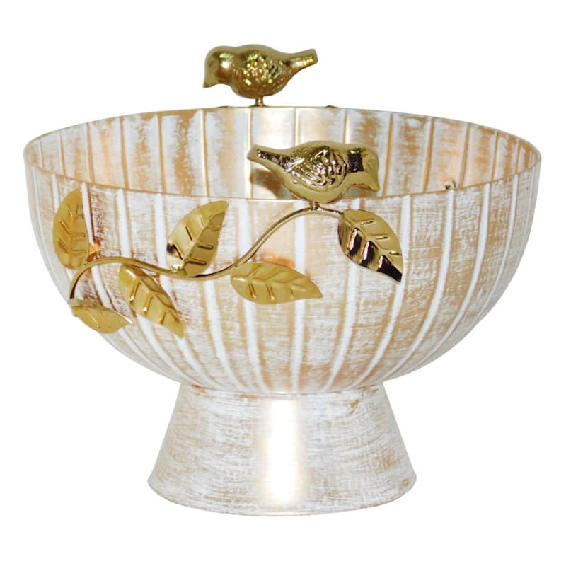 Grace Mitchell Gold Bowl With Iron Leaves & Caste Bird 3 Grace Mitchell Gold Bowl With Iron Leaves & Caste Bird