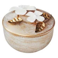 Grace Mitchell Gold Brushed Iron Box With Flower Bunch