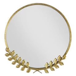 Grace Mitchell Gold Floral Framed Round Wall Mirror, 18"