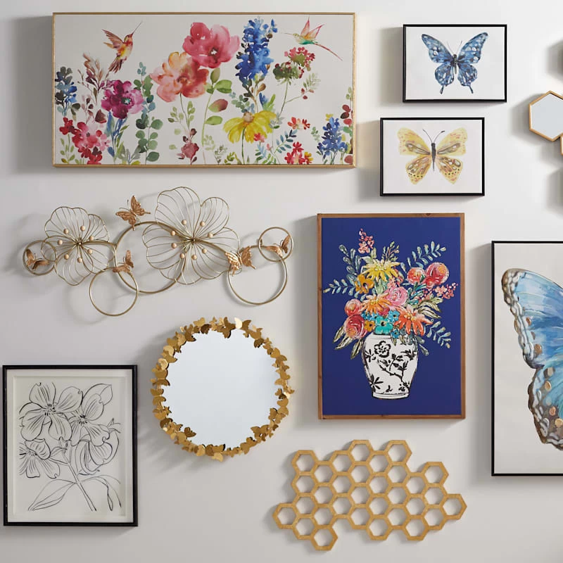 Grace Mitchell Gold Metal Butterfly Framed Round Wall Mirror, 22" 4 Grace Mitchell Gold Metal Butterfly Framed Round Wall Mirror, 22" - Image 2