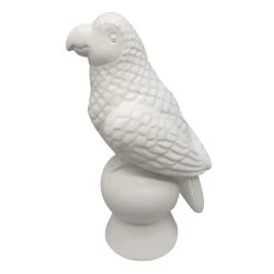 Grace Mitchell White Ceramic Parrot Figurine, 7"