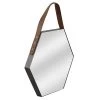 Hanging Hexagon Mirror With Faux Leather Strap, 14x18 -Home Decor Shop hanging hexagon mirror with faux leather strap 14x18 1
