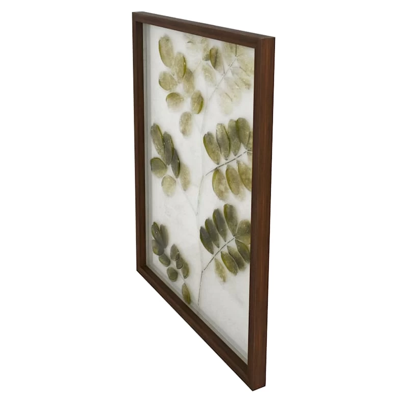 Honeybloom Glass Framed Natural & Green Stone Leaves Botanical Wall Art, 16x20 4 Honeybloom Glass Framed Natural & Green Stone Leaves Botanical Wall Art, 16x20 - Image 2